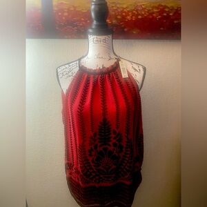 Elegant Red and Black Women's Top NWT